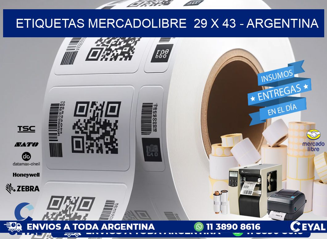 ETIQUETAS MERCADOLIBRE  29 x 43 - ARGENTINA