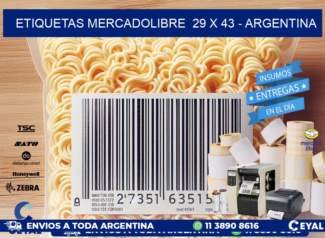 ETIQUETAS MERCADOLIBRE  29 x 43 - ARGENTINA