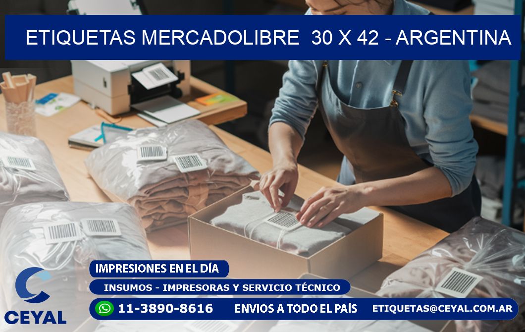 ETIQUETAS MERCADOLIBRE  30 x 42 - ARGENTINA