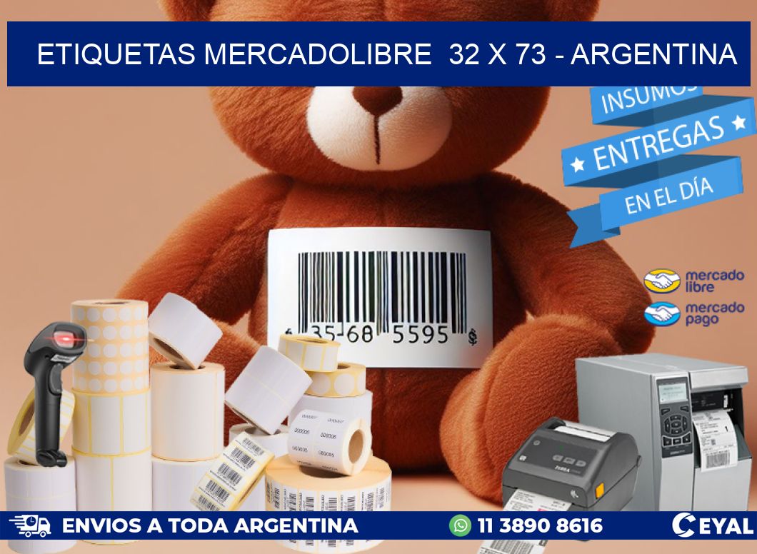 ETIQUETAS MERCADOLIBRE  32 x 73 - ARGENTINA