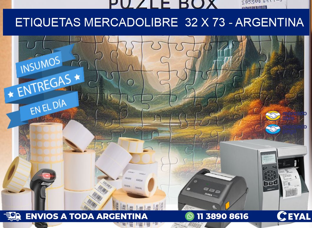 ETIQUETAS MERCADOLIBRE  32 x 73 - ARGENTINA