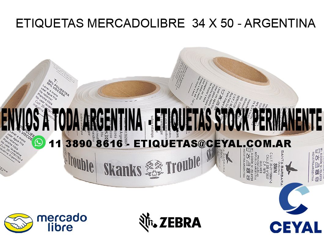 ETIQUETAS MERCADOLIBRE  34 x 50 - ARGENTINA