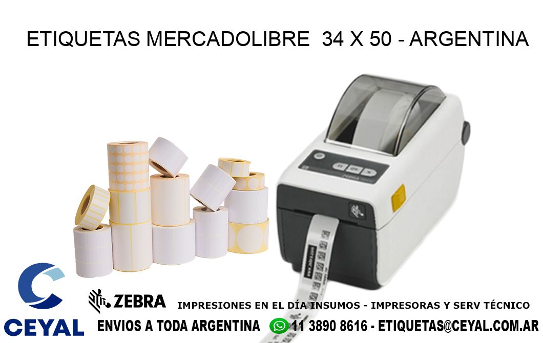 ETIQUETAS MERCADOLIBRE  34 x 50 - ARGENTINA