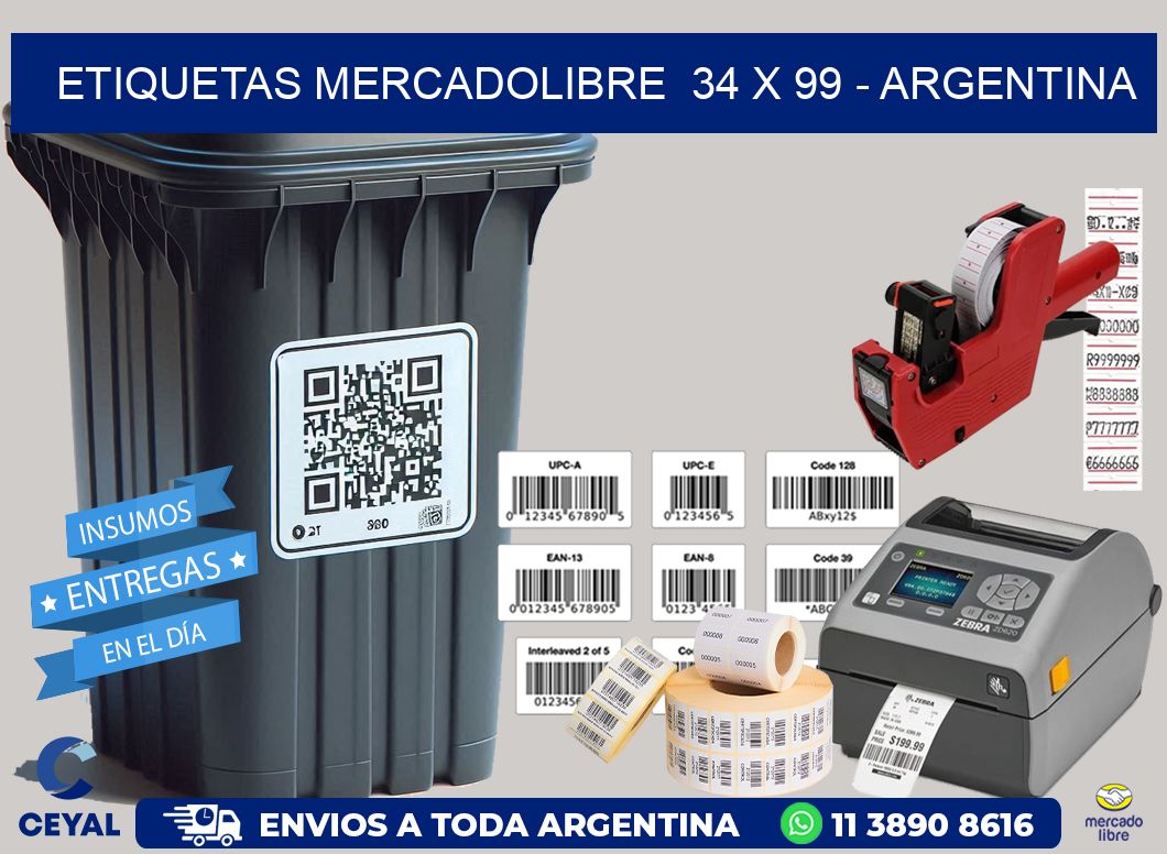 ETIQUETAS MERCADOLIBRE  34 x 99 – ARGENTINA
