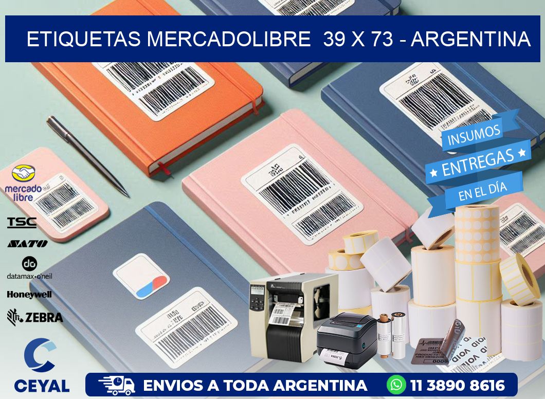 ETIQUETAS MERCADOLIBRE  39 x 73 - ARGENTINA