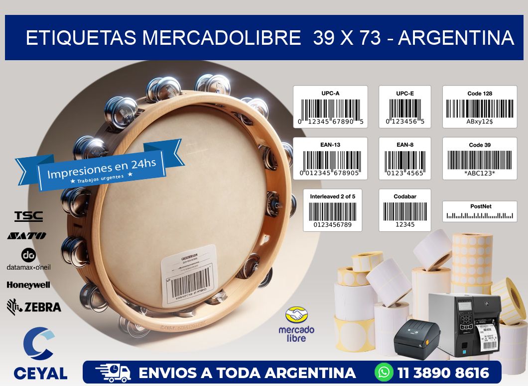 ETIQUETAS MERCADOLIBRE  39 x 73 - ARGENTINA
