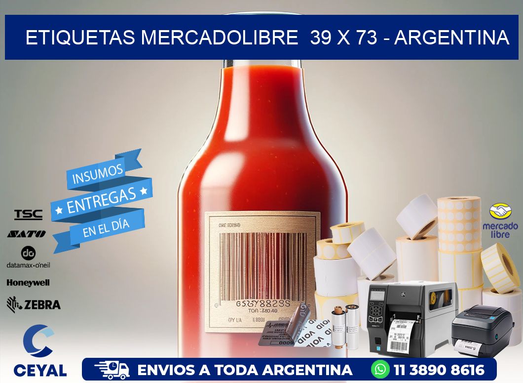 ETIQUETAS MERCADOLIBRE  39 x 73 - ARGENTINA