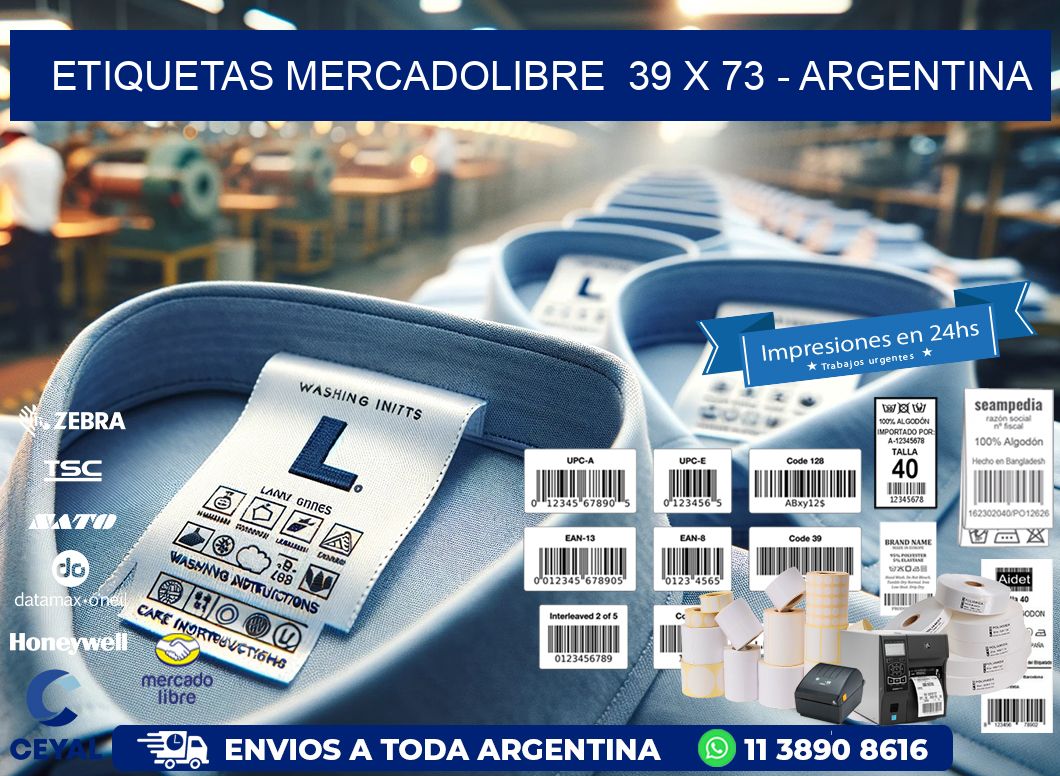 ETIQUETAS MERCADOLIBRE  39 x 73 - ARGENTINA
