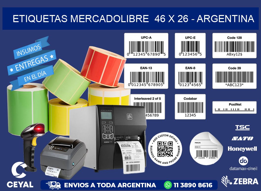 ETIQUETAS MERCADOLIBRE  46 x 26 - ARGENTINA