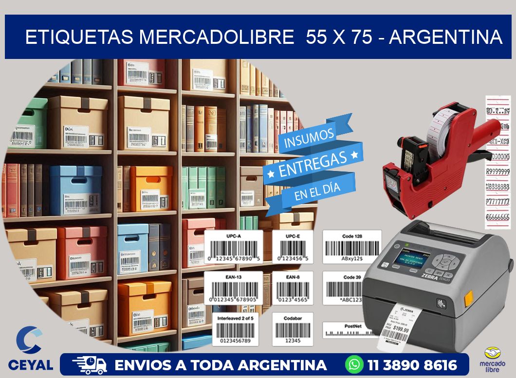 ETIQUETAS MERCADOLIBRE  55 x 75 - ARGENTINA