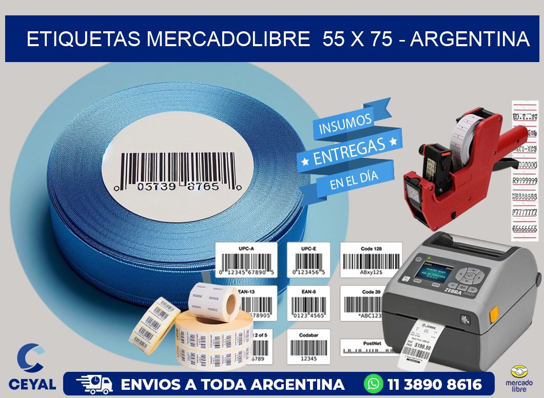 ETIQUETAS MERCADOLIBRE  55 x 75 - ARGENTINA
