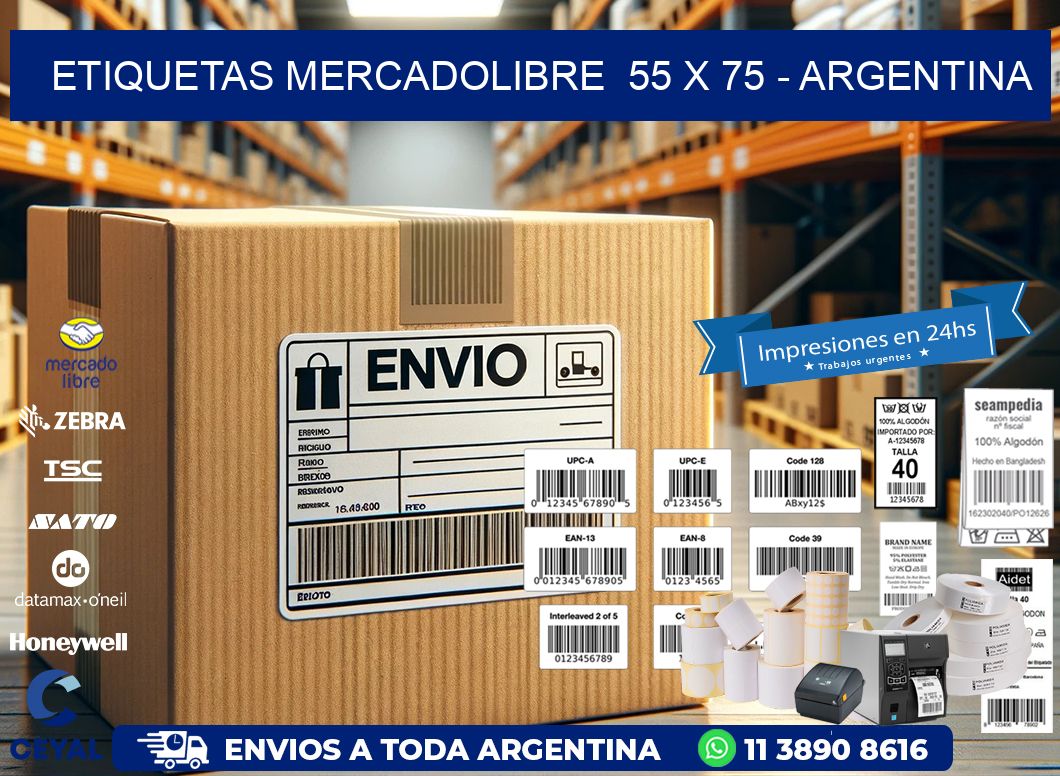 ETIQUETAS MERCADOLIBRE  55 x 75 – ARGENTINA