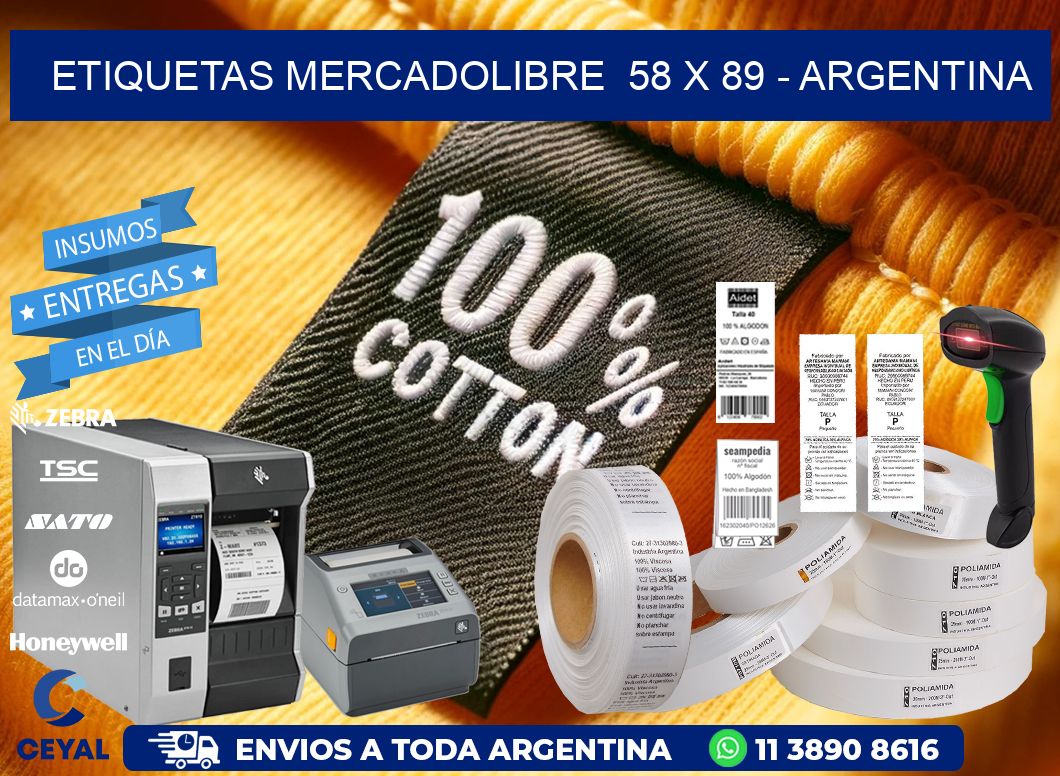 ETIQUETAS MERCADOLIBRE  58 x 89 - ARGENTINA