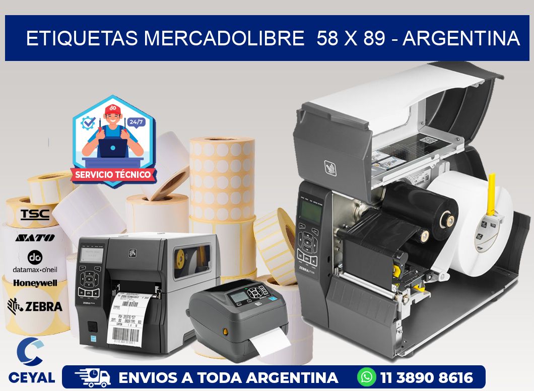 ETIQUETAS MERCADOLIBRE  58 x 89 - ARGENTINA