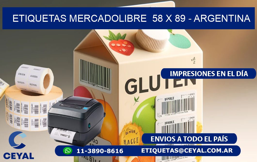 ETIQUETAS MERCADOLIBRE  58 x 89 - ARGENTINA