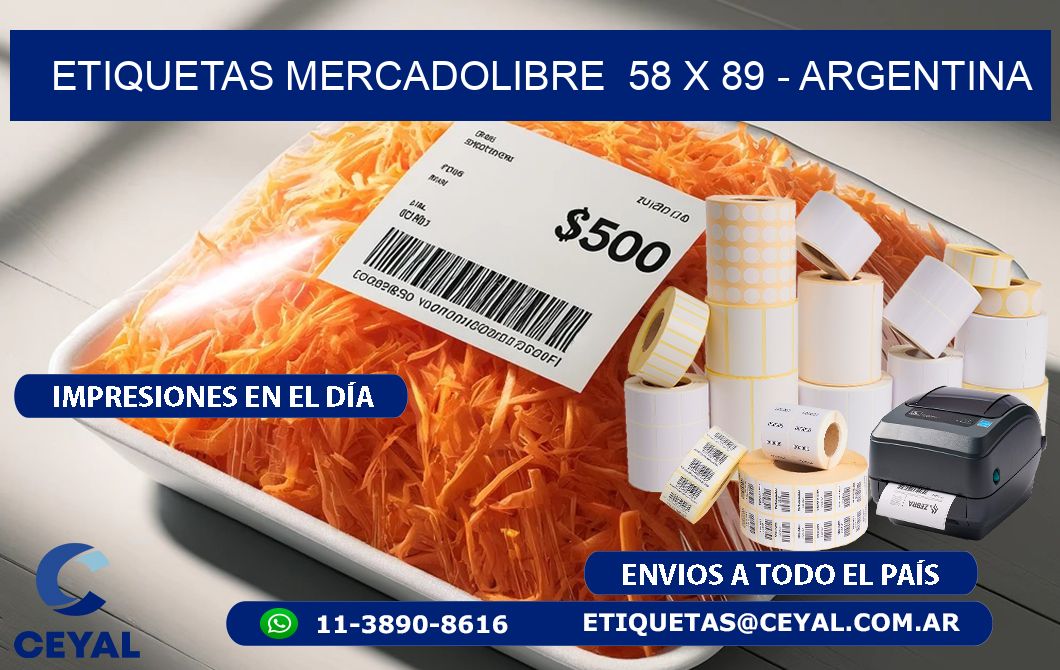 ETIQUETAS MERCADOLIBRE  58 x 89 - ARGENTINA