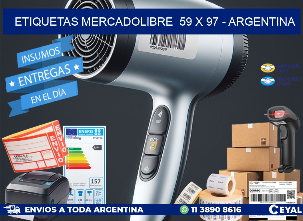 ETIQUETAS MERCADOLIBRE  59 x 97 - ARGENTINA