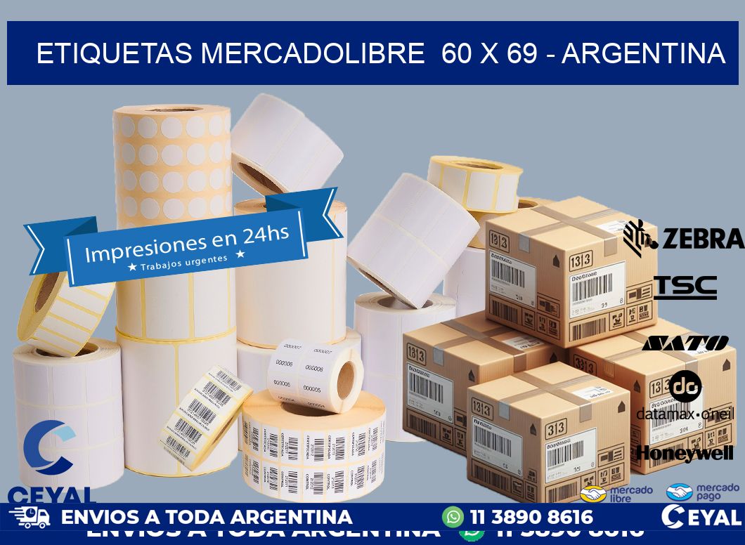 ETIQUETAS MERCADOLIBRE  60 x 69 - ARGENTINA