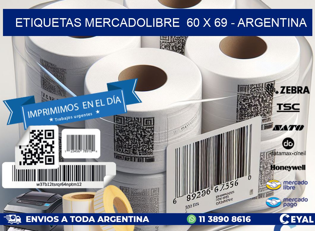 ETIQUETAS MERCADOLIBRE  60 x 69 - ARGENTINA