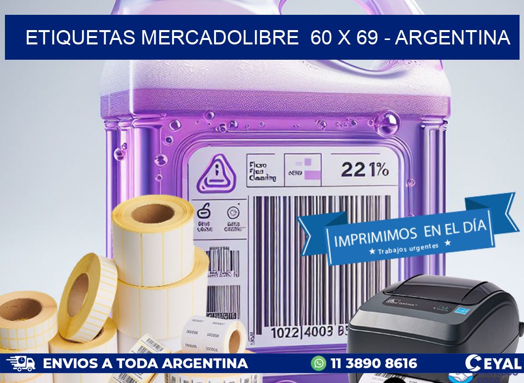 ETIQUETAS MERCADOLIBRE  60 x 69 - ARGENTINA