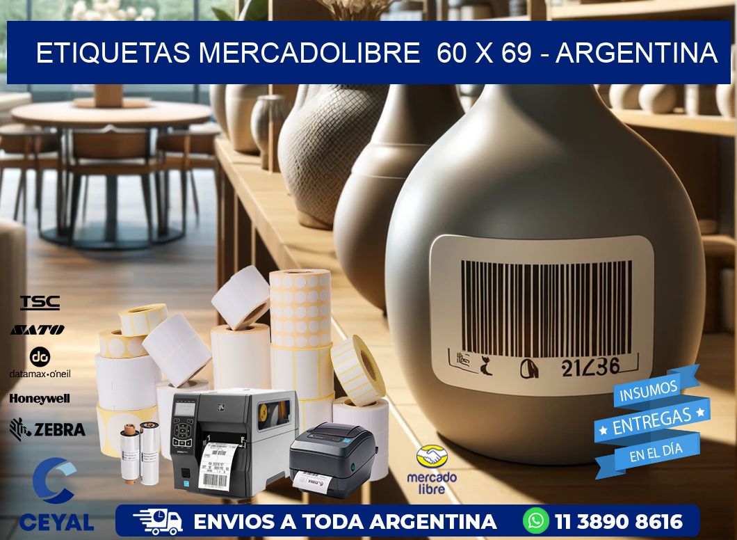 ETIQUETAS MERCADOLIBRE  60 x 69 - ARGENTINA