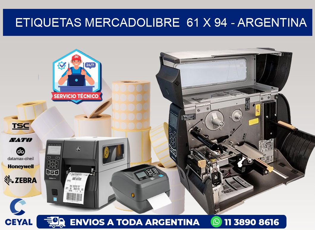 ETIQUETAS MERCADOLIBRE  61 x 94 - ARGENTINA