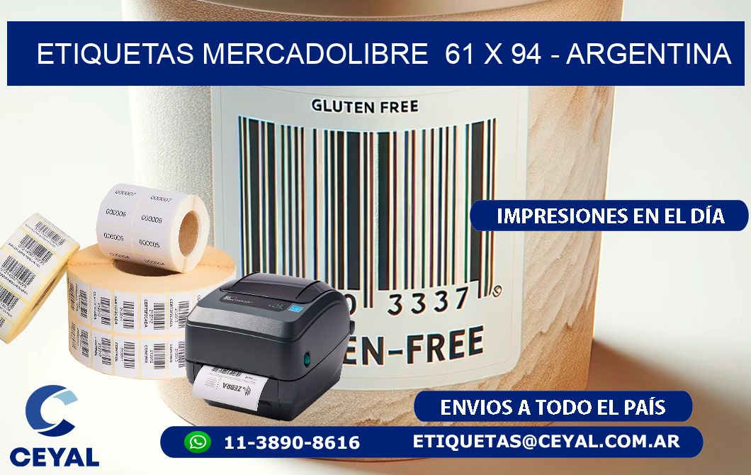 ETIQUETAS MERCADOLIBRE  61 x 94 - ARGENTINA