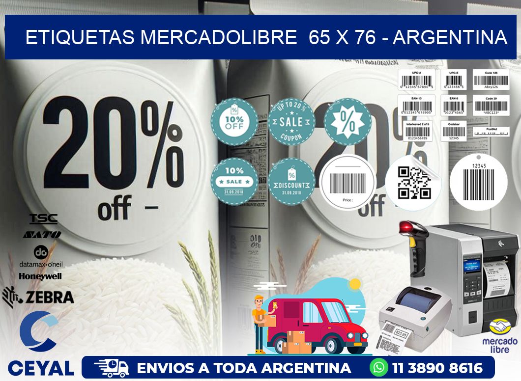 ETIQUETAS MERCADOLIBRE  65 x 76 - ARGENTINA