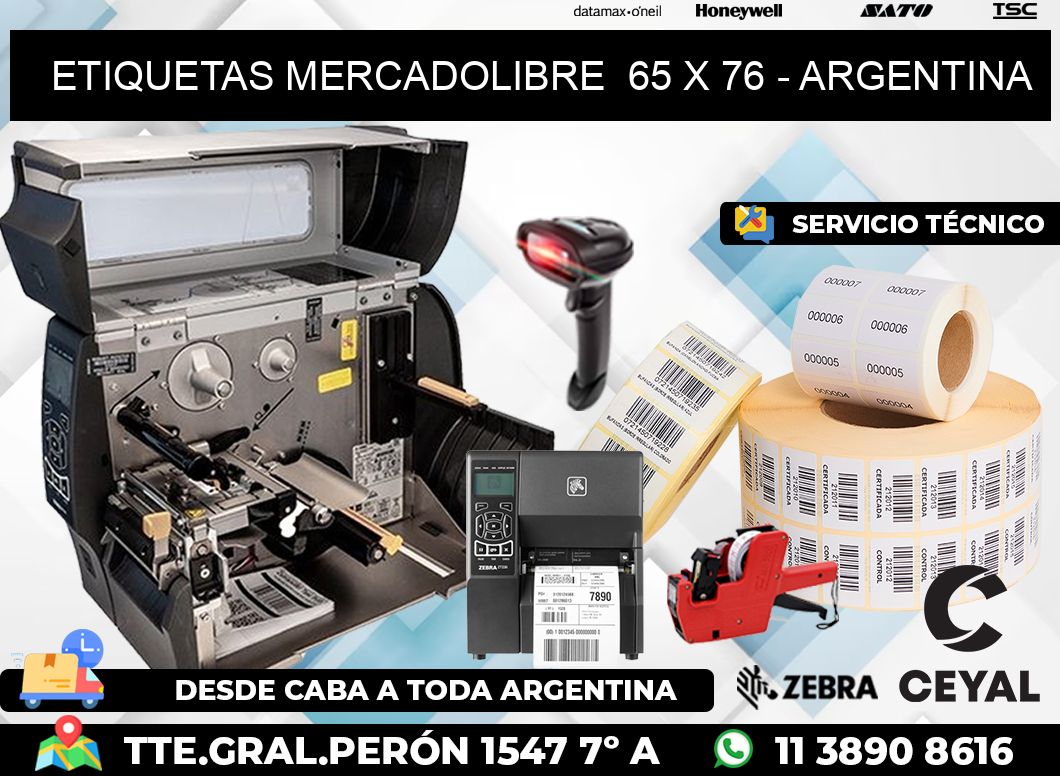 ETIQUETAS MERCADOLIBRE  65 x 76 - ARGENTINA