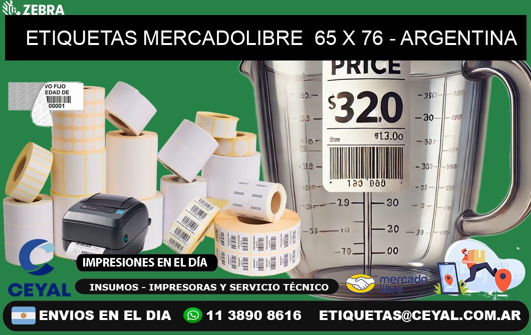 ETIQUETAS MERCADOLIBRE  65 x 76 - ARGENTINA