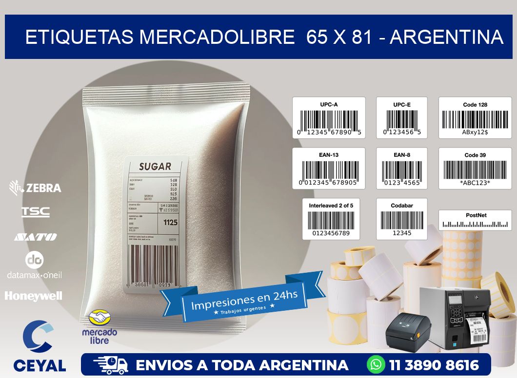 ETIQUETAS MERCADOLIBRE  65 x 81 - ARGENTINA