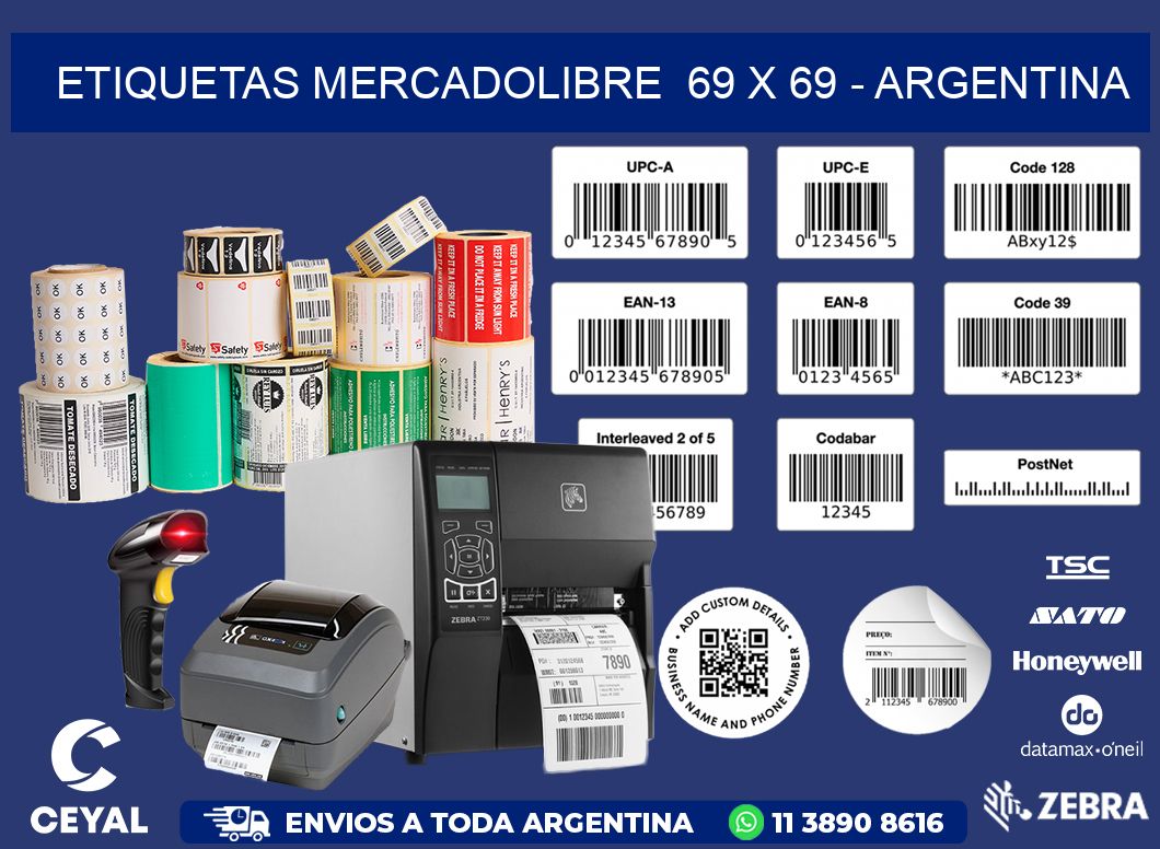 ETIQUETAS MERCADOLIBRE  69 x 69 - ARGENTINA