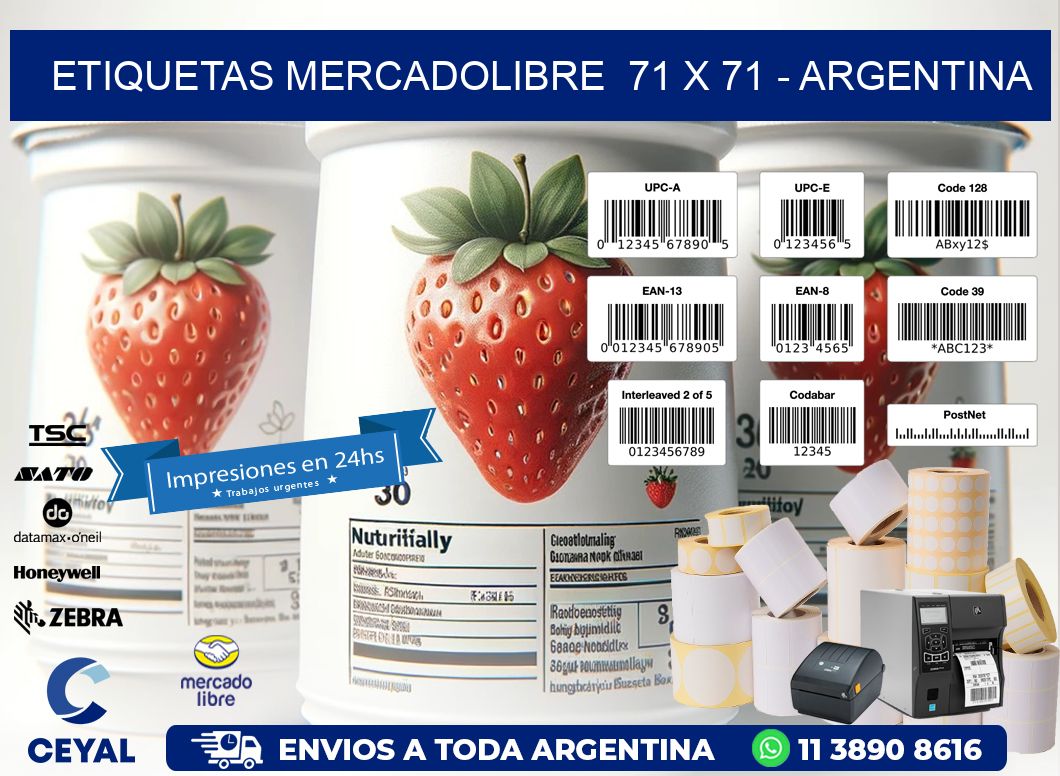 ETIQUETAS MERCADOLIBRE  71 x 71 - ARGENTINA