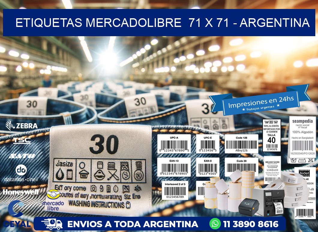 ETIQUETAS MERCADOLIBRE  71 x 71 - ARGENTINA