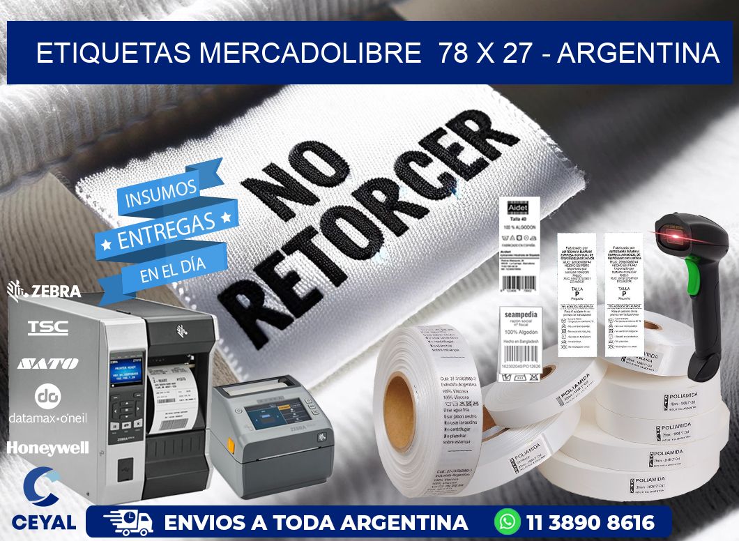 ETIQUETAS MERCADOLIBRE  78 x 27 - ARGENTINA