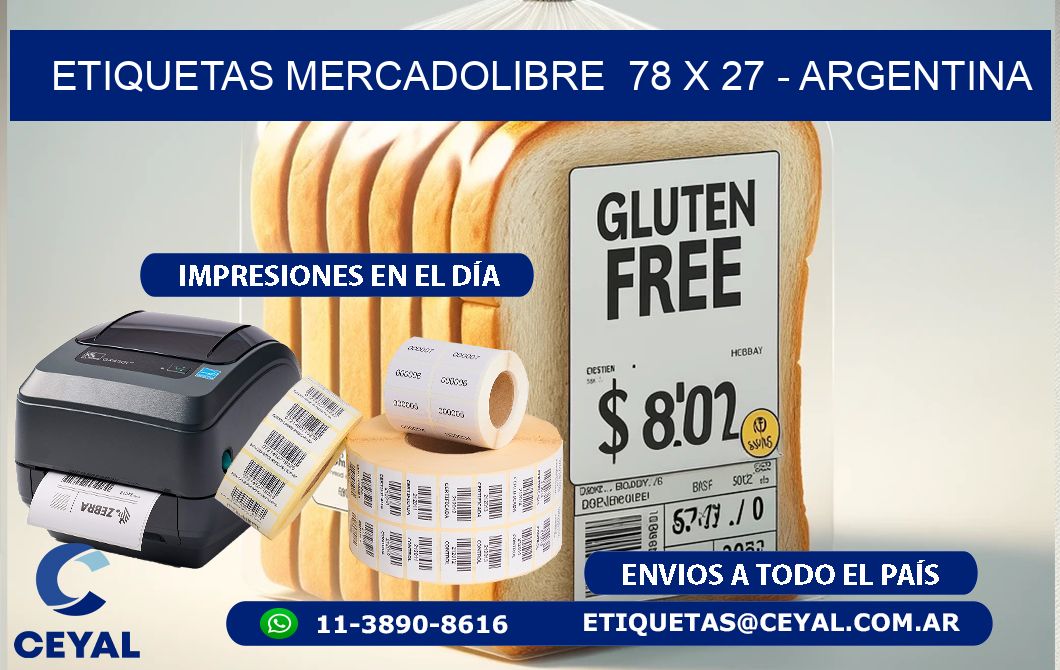 ETIQUETAS MERCADOLIBRE  78 x 27 - ARGENTINA