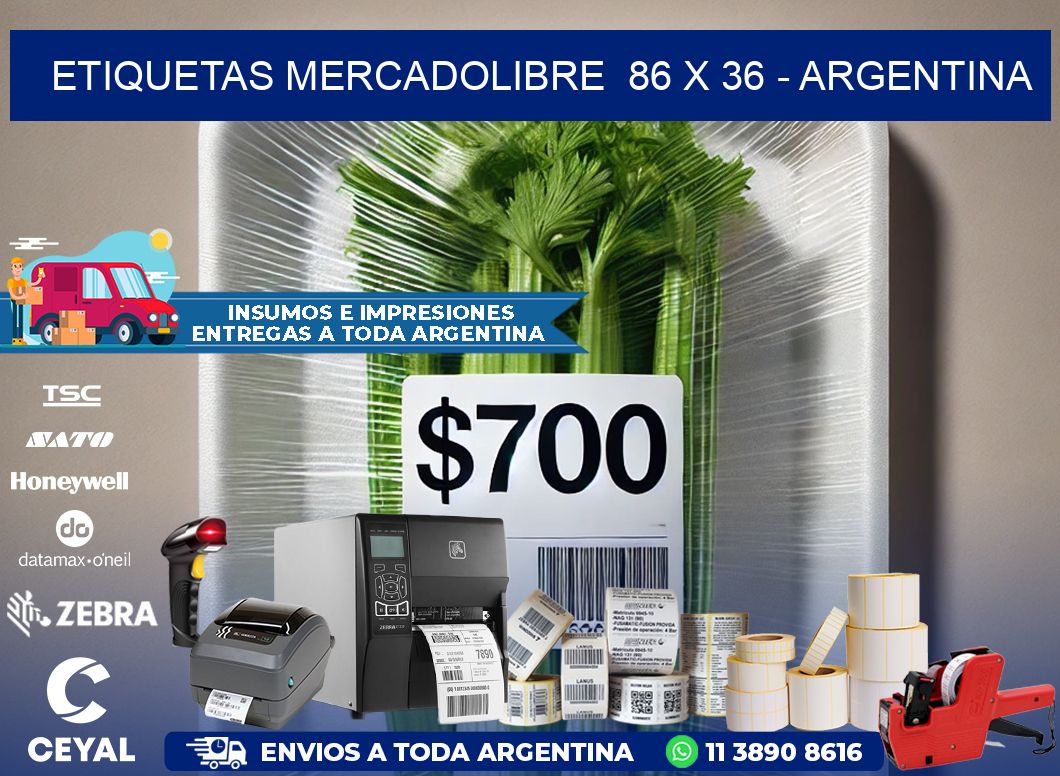 ETIQUETAS MERCADOLIBRE  86 x 36 - ARGENTINA