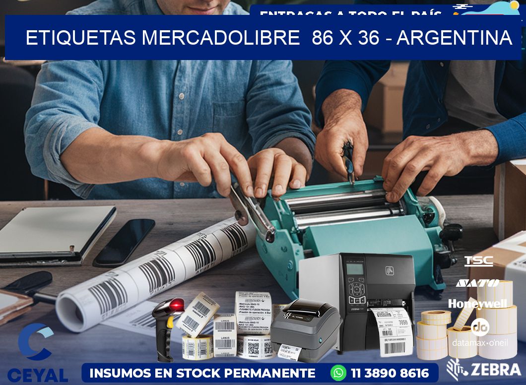 ETIQUETAS MERCADOLIBRE  86 x 36 - ARGENTINA
