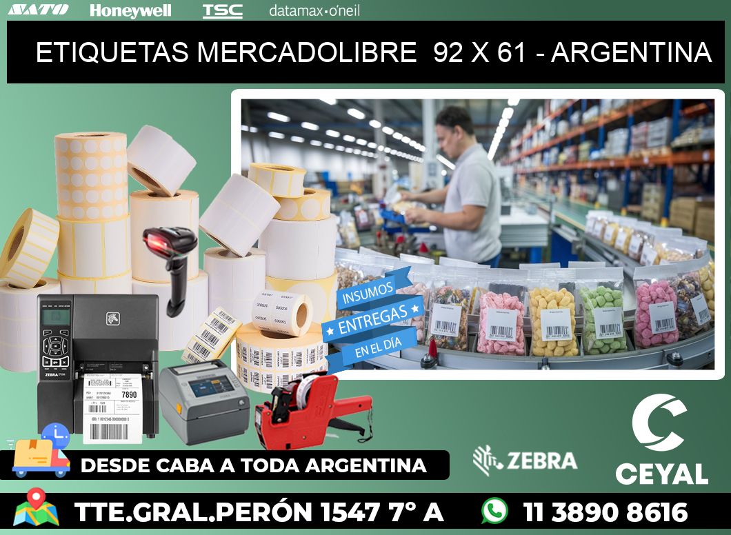 ETIQUETAS MERCADOLIBRE  92 x 61 - ARGENTINA