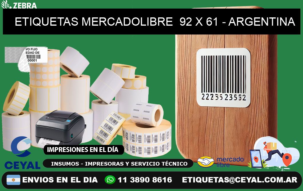 ETIQUETAS MERCADOLIBRE  92 x 61 - ARGENTINA