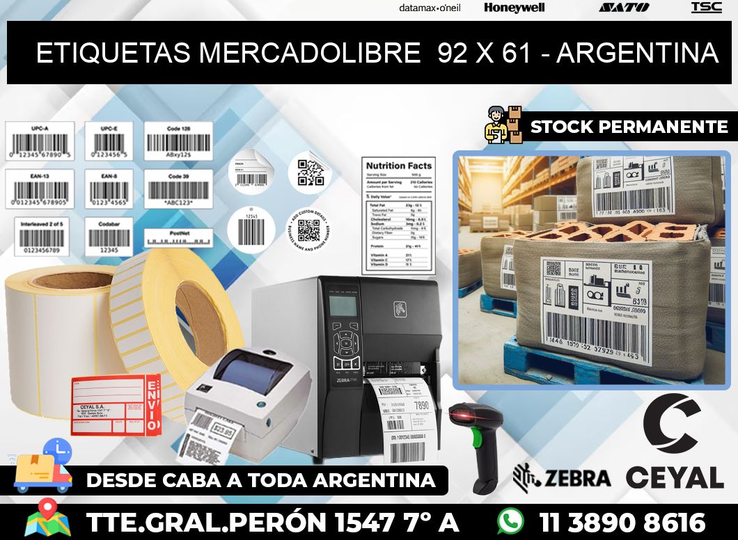 ETIQUETAS MERCADOLIBRE  92 x 61 – ARGENTINA