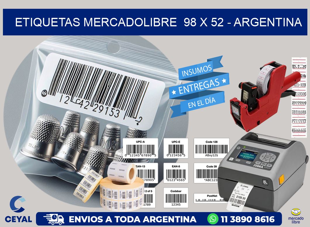 ETIQUETAS MERCADOLIBRE  98 x 52 - ARGENTINA