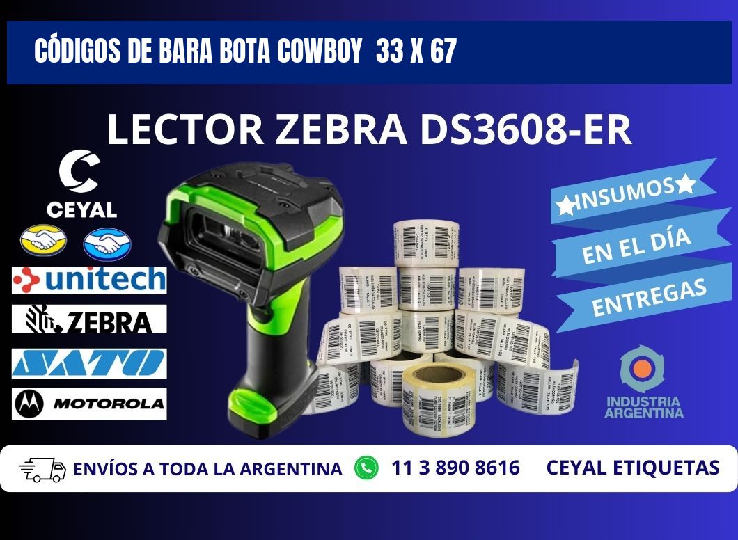 CÓDIGOS DE BARA BOTA COWBOY  33 x 67