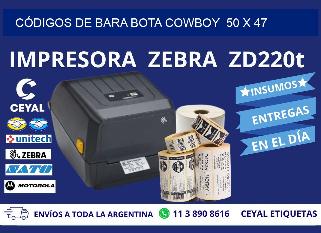 CÓDIGOS DE BARA BOTA COWBOY  50 x 47