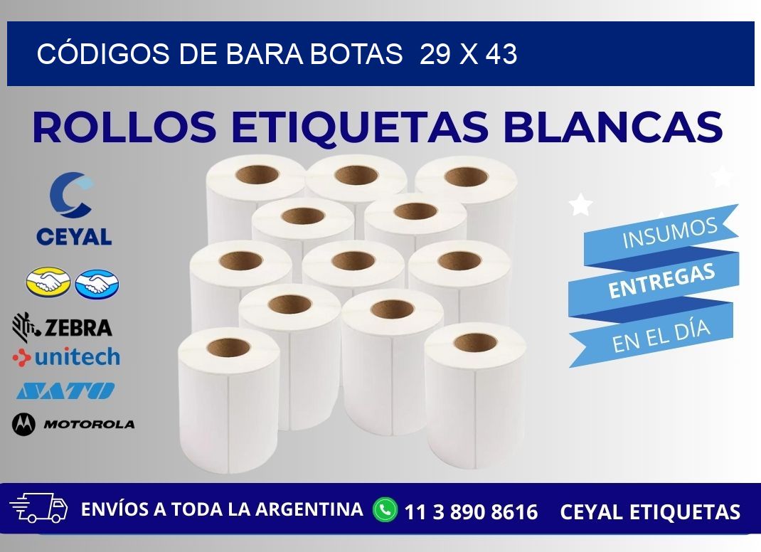 CÓDIGOS DE BARA BOTAS  29 x 43