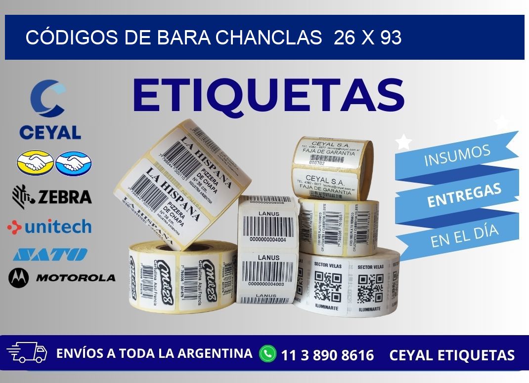 CÓDIGOS DE BARA CHANCLAS  26 x 93
