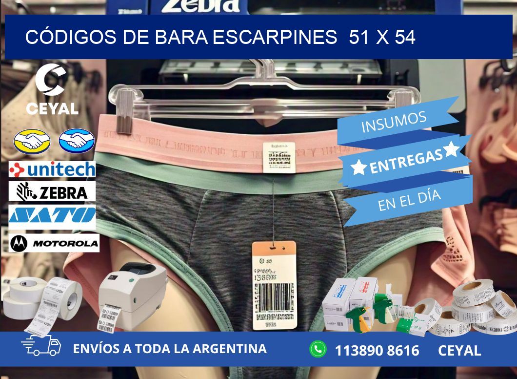 CÓDIGOS DE BARA ESCARPINES  51 x 54