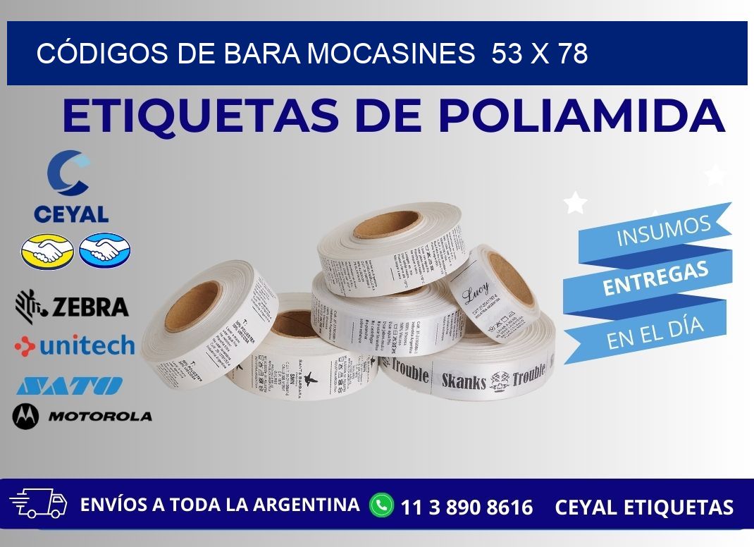 CÓDIGOS DE BARA MOCASINES  53 x 78