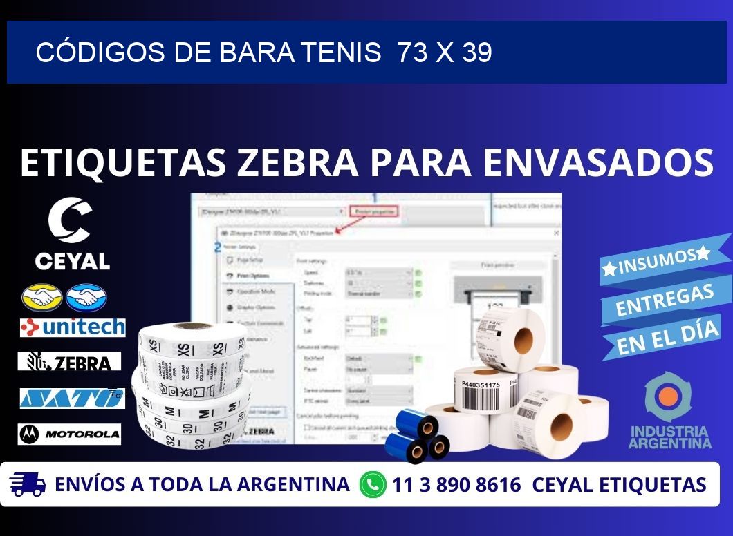 CÓDIGOS DE BARA TENIS  73 x 39