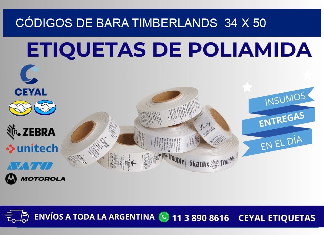 CÓDIGOS DE BARA TIMBERLANDS  34 x 50